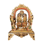 Brass Ram Darbar Stonework Set | 16" x 11.5" x 7.5" (40.6 x 29.2 x 19 cm) | 14.94 kg Complete Divine Family | Premium Temple Grade Murti